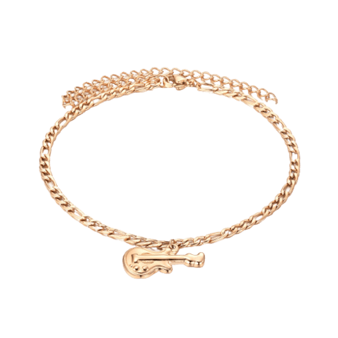 Rose Gold Bracelet With A Guitar Pendant Des (1)